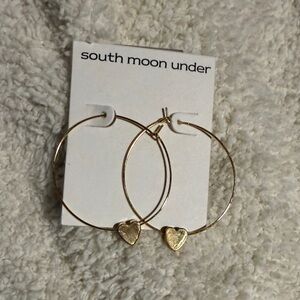 South Moon Under Gold Heart Accent Hoops